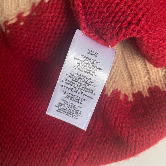 Polo Ralph Lauren Women's Alpaca Wool Fair Isle Pullover Sweater Red & Beige - Picture 9 of 10